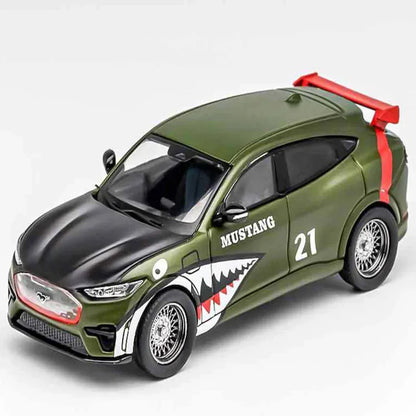 GCD 1:64 Ford Mustang Mach-E Racing Edition 2021 – Army Green Shark Livery Diecast Model Car