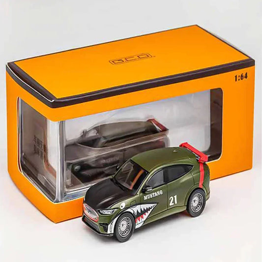 GCD 1:64 Ford Mustang Mach-E Racing Edition 2021 – Army Green Shark Livery Diecast Model Car