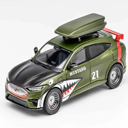 GCD 1:64 Ford Mustang Mach-E Racing Edition 2021 – Army Green Shark Livery Diecast Model Car