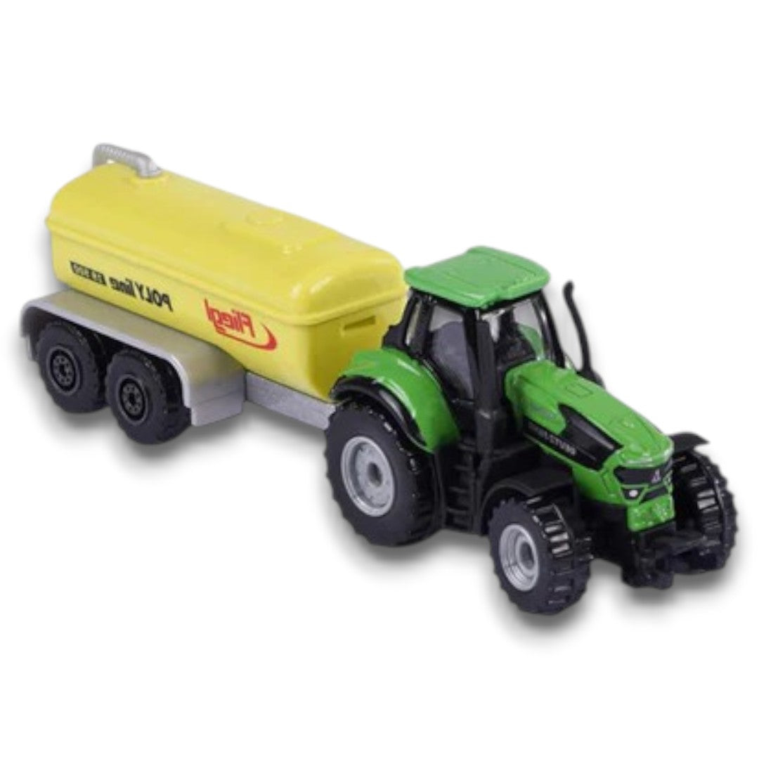 Majorette 1:64 Deutz-Fahr 9340 TTV Tractor with Fliegl Polyline Tanker Trailer – Die-Cast Farm Vehicle Toy