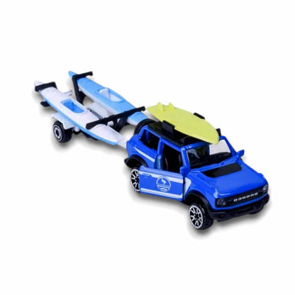 Majorette 1:64 Ford Bronco with Boat & Trailer – Die-Cast Off-Road Adventure Vehicle Set