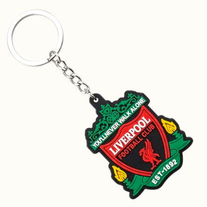 Football Club Logo Keychains Set of 3 – Manchester United F.C., FC Barcelona & Liverpool F.C. Rubber Keyrings for Fans