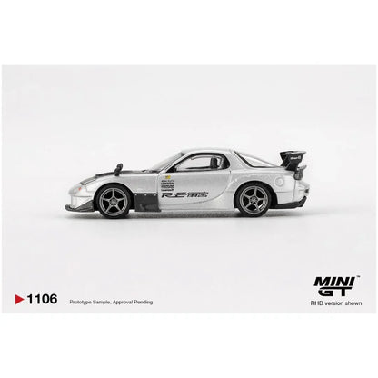 Mini GT 1:64 Mazda RX-7 RE-Amemiya Silver Metallic Diecast Model Car – MGT01106-R