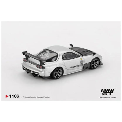 Mini GT 1:64 Mazda RX-7 RE-Amemiya Silver Metallic Diecast Model Car – MGT01106-R