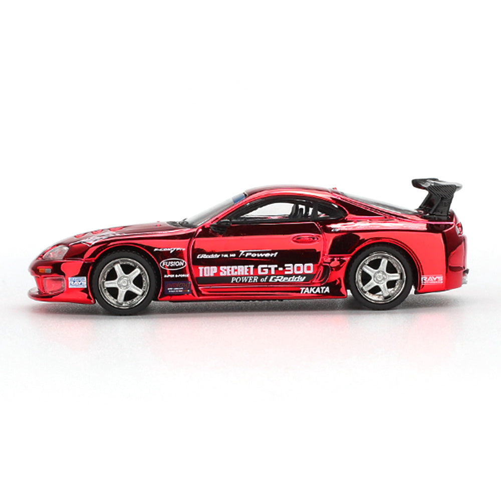 Mini GT 1:64 Toyota Supra (A80) Top Secret GT-300 Red Chrome Diecast Model Car