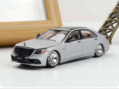 RM 1:64 Mercedes-Benz S63 W222 -Matte Grey Diecast Model Car | Premium Collector Edition with Multi-Spoke Wheels