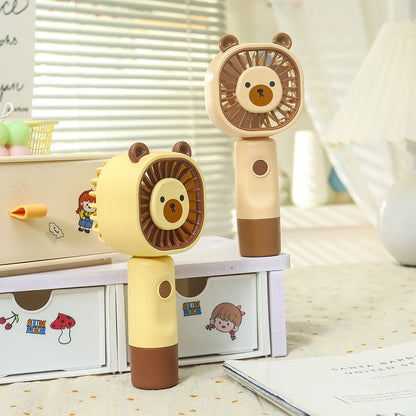 Portable Handheld Mini Fan – Cute Bear Design Personal Cooling Fan for Travel, Office & Outdoor Use (Pack of 1)