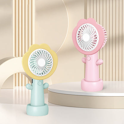 Portable Handheld Mini Fan with Stand – Flower Design Personal Cooling Fan for Travel, Office & Outdoor Use (Pack of 1)