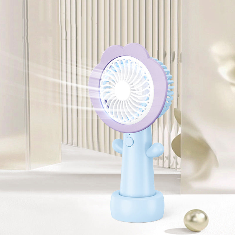 Portable Handheld Mini Fan with Stand – Flower Design Personal Cooling Fan for Travel, Office & Outdoor Use (Pack of 1)
