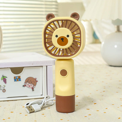 Portable Handheld Mini Fan – Cute Bear Design Personal Cooling Fan for Travel, Office & Outdoor Use (Pack of 1)