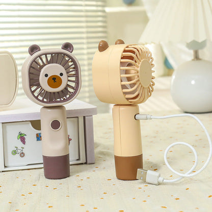 Portable Handheld Mini Fan – Cute Bear Design Personal Cooling Fan for Travel, Office & Outdoor Use (Pack of 1)
