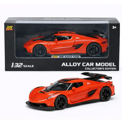 JOY JUNCTION 1:32 Diecast Supercar Toy Car with Opening Doors & Bonnet – Premium Metal Model in Orange, White & Black