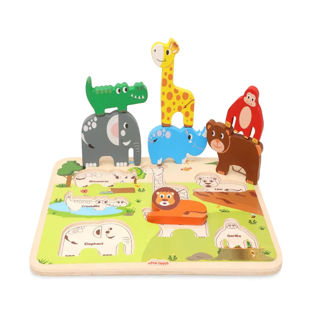 Open Ended Chunky Puzzle New Design- Animals (Includes - 7 Chunky self standing Animals) - Jaiman Toys