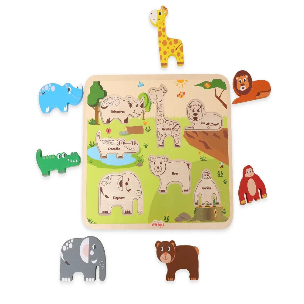 Open Ended Chunky Puzzle New Design- Animals (Includes - 7 Chunky self standing Animals) - Jaiman Toys