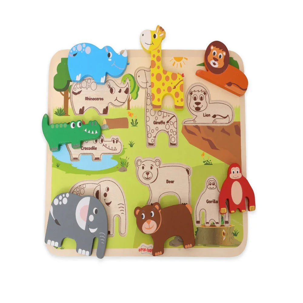 Open Ended Chunky Puzzle New Design- Animals (Includes - 7 Chunky self standing Animals) - Jaiman Toys