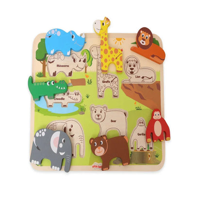 Open Ended Chunky Puzzle New Design- Animals (Includes - 7 Chunky self standing Animals) - Jaiman Toys