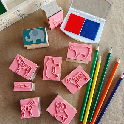 Open Ended My First Wooden Stamp Kit - Animal - Jaiman Toys