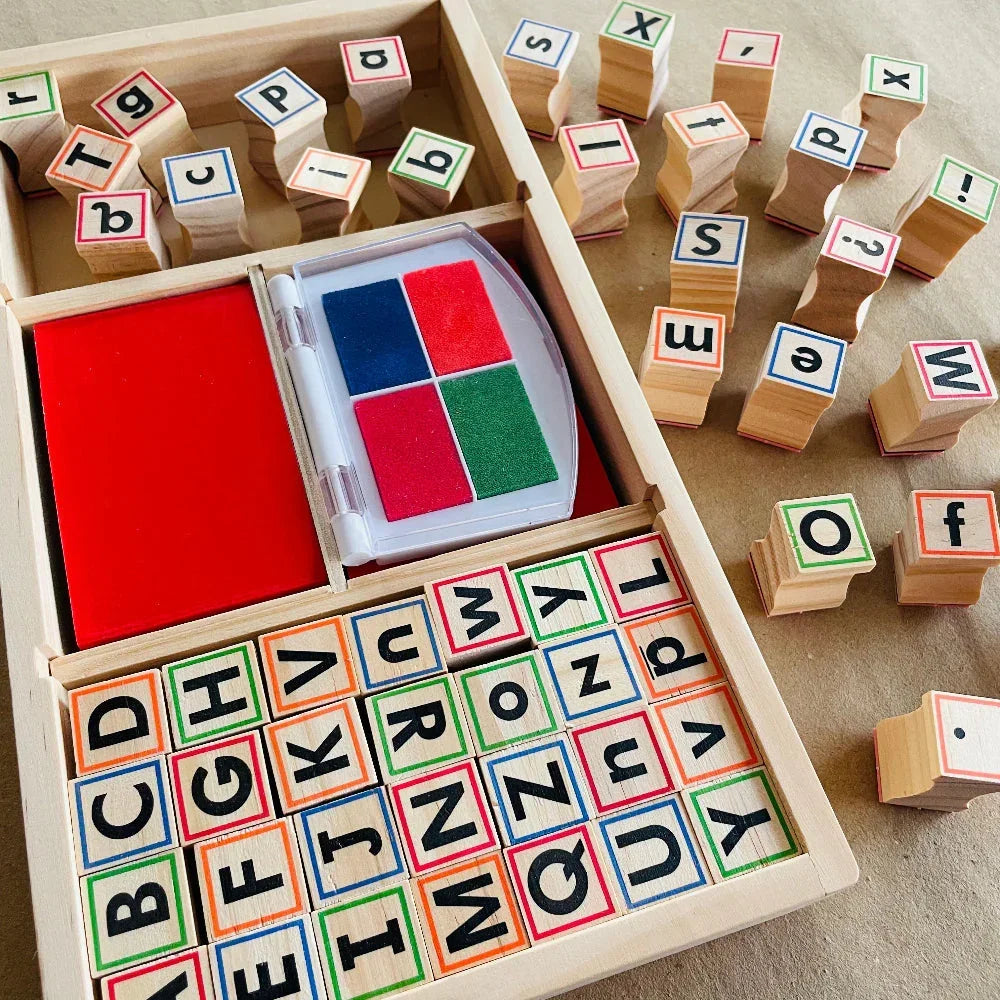 Open Ended My Wooden Stamp Kit - Alphabets - Jaiman Toys