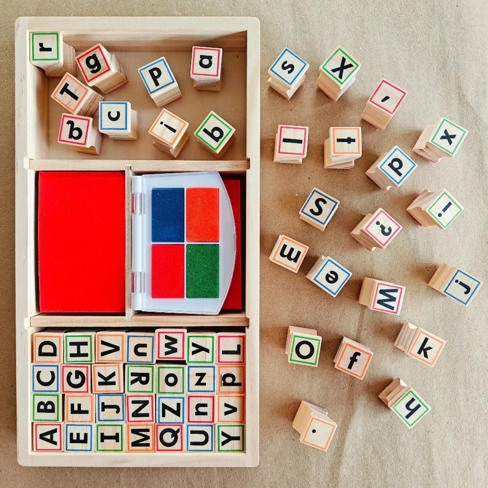 Open Ended My Wooden Stamp Kit - Alphabets - Jaiman Toys