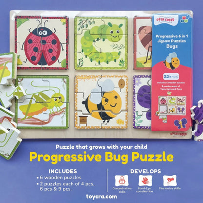 Open Ended Progressive 6 IN 1 Bug Puzzle - Jaiman Toys