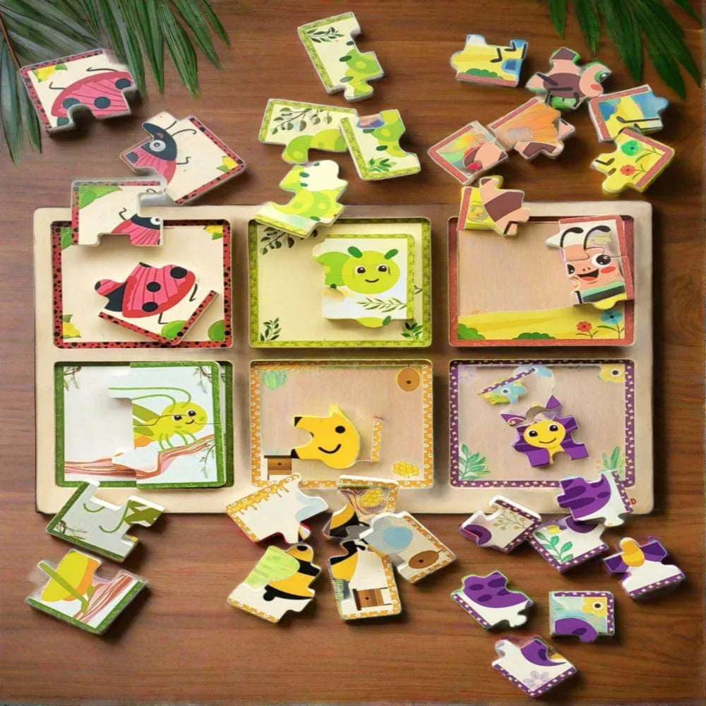 Open Ended Progressive 6 IN 1 Bug Puzzle - Jaiman Toys