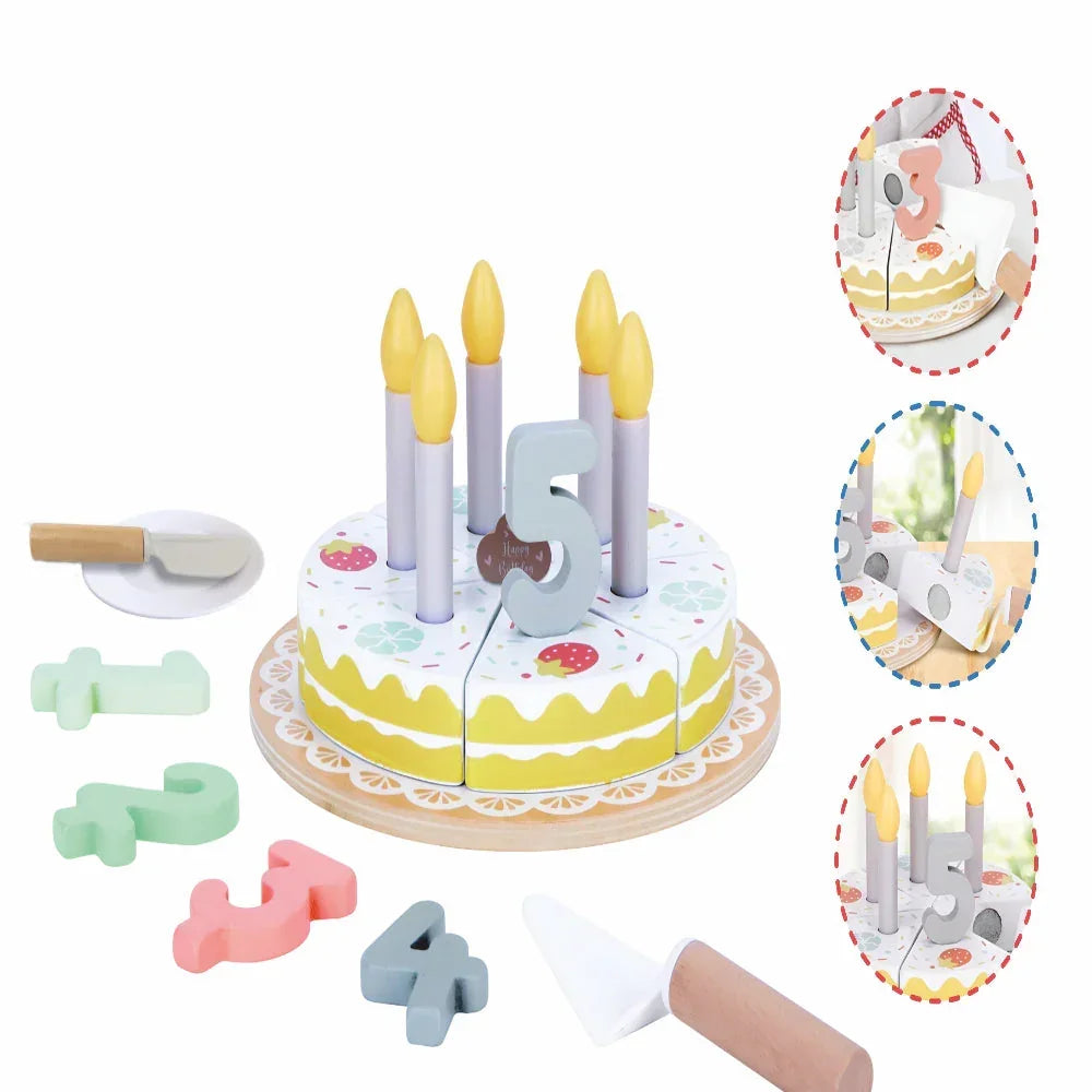 Open Ended Wooden Birthday Cake Set -21 Pieces - Jaiman Toys