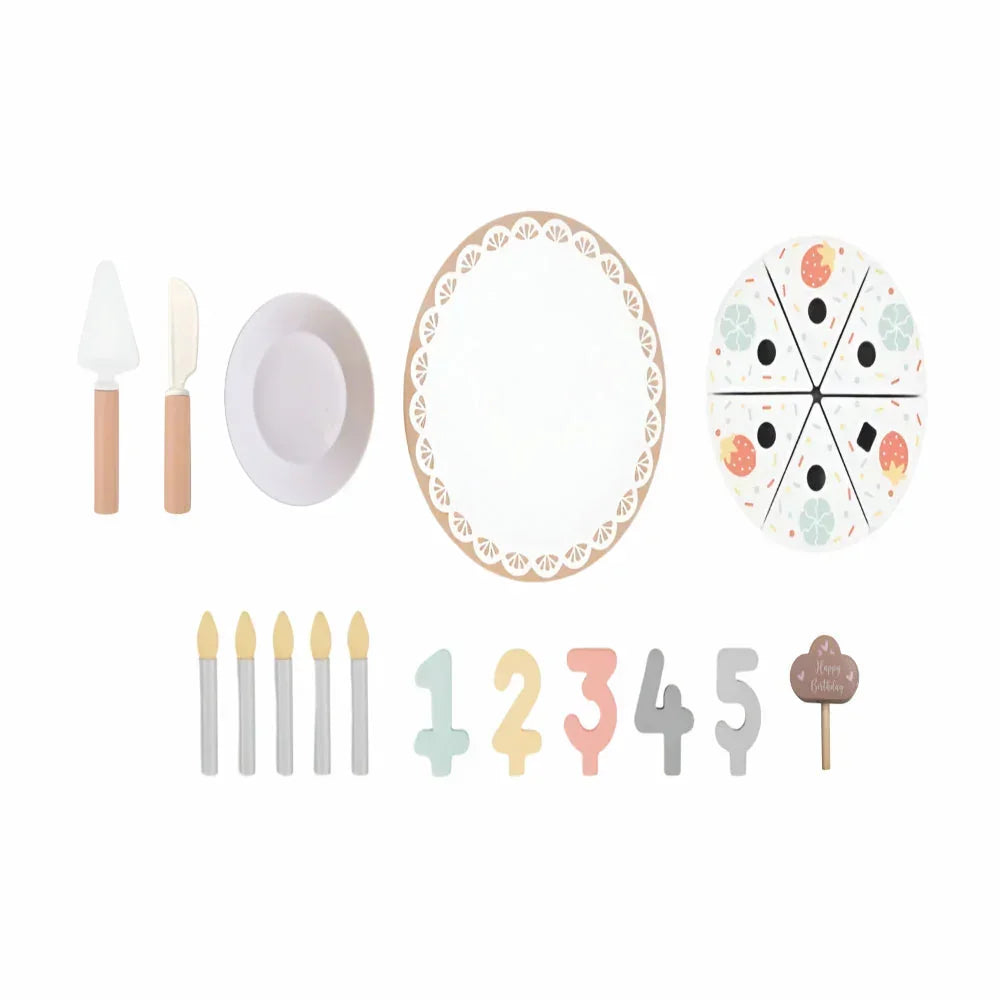 Open Ended Wooden Birthday Cake Set -21 Pieces - Jaiman Toys