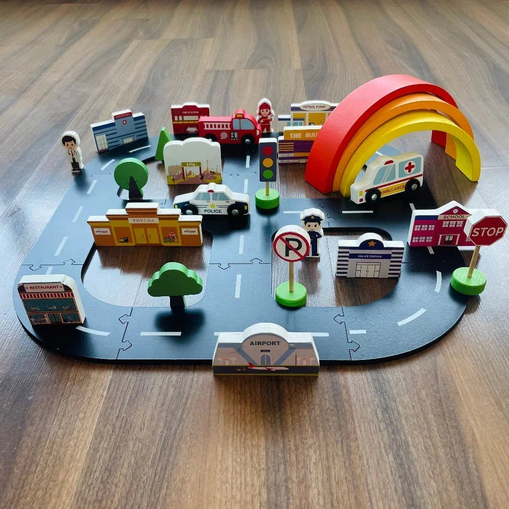 Open Ended Wooden Rainbow Stacker 7 Piece - Jaiman Toys