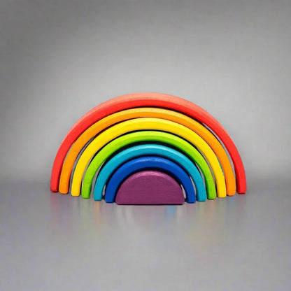 Open Ended Wooden Rainbow Stacker 7 Piece - Jaiman Toys