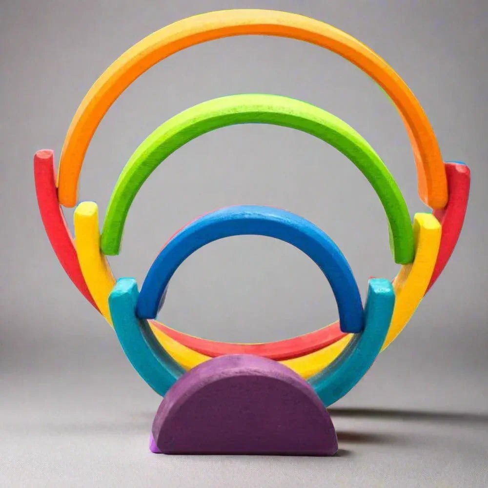 Open Ended Wooden Rainbow Stacker 7 Piece - Jaiman Toys