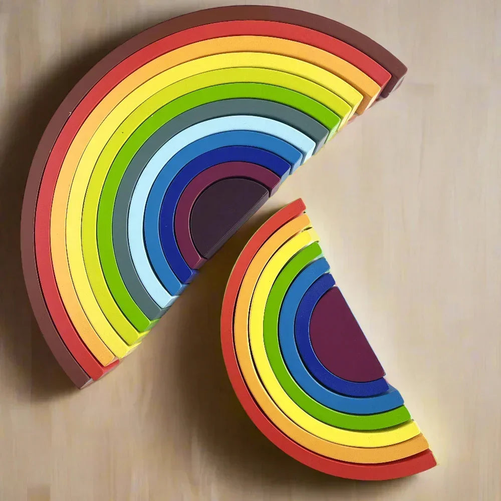 Open Ended Wooden Rainbow Stacker 7 Piece - Jaiman Toys