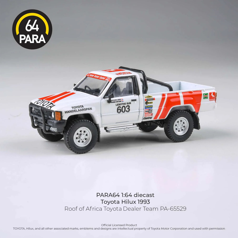 PARA64 1:64 Toyota Hilux 1993 Roof of Africa Toyota Dealer Team 1995 Diecast Model Pickup Truck