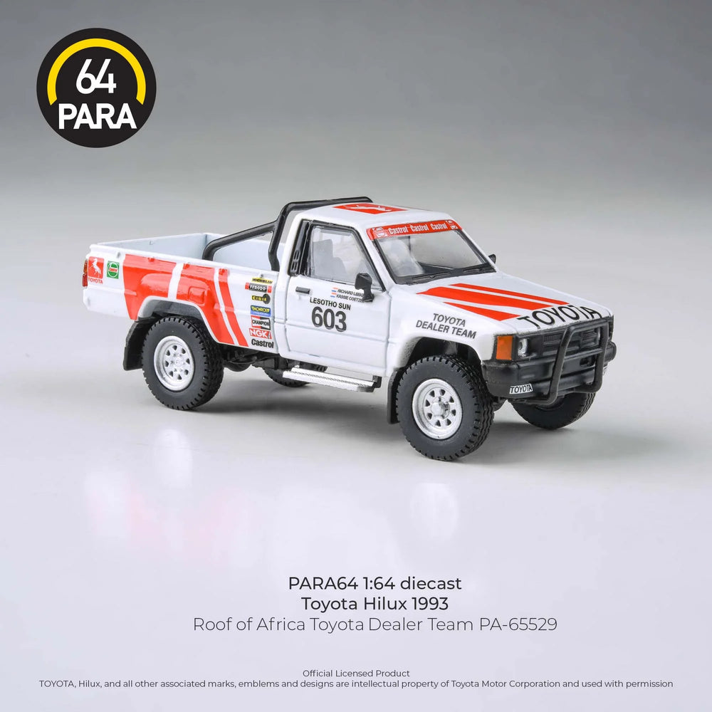 PARA64 1:64 Toyota Hilux 1993 Roof of Africa Toyota Dealer Team 1995 Diecast Model Pickup Truck