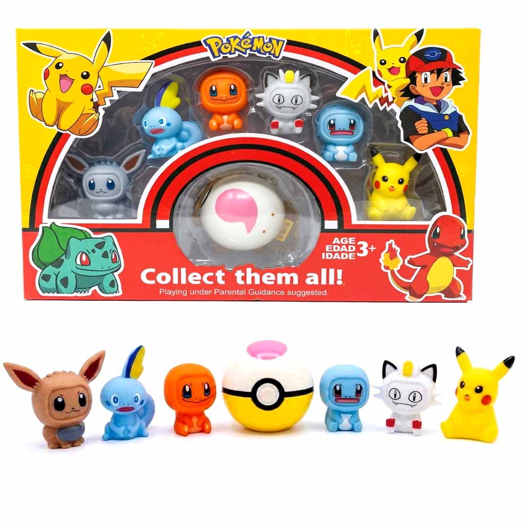 Pokémon Mini Figures with Poké Ball Gift Set | 7-Piece Collectible Character Toy Pack
