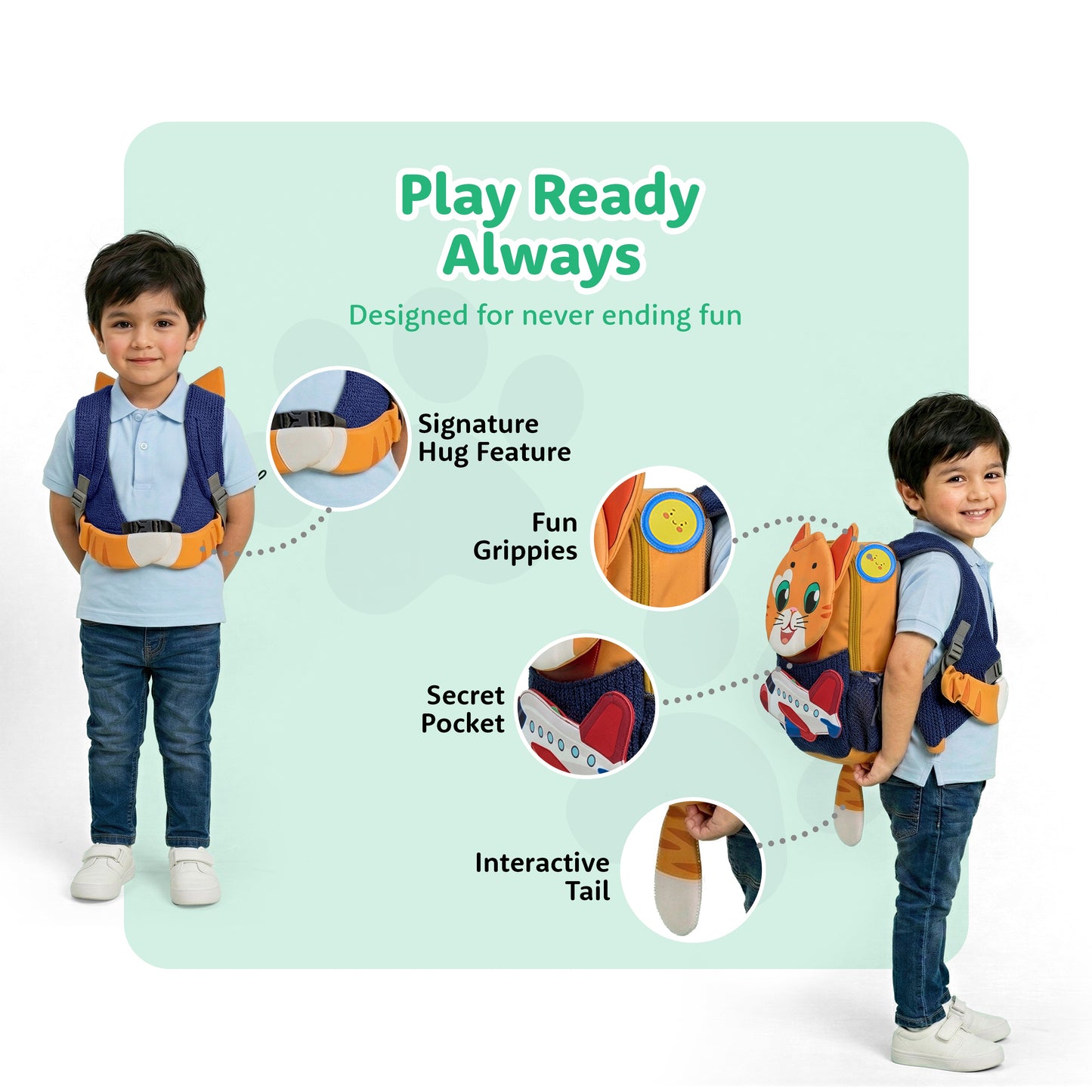 Filli & Me Filli & Aeroplane HugBag | 10L Preschool Backpack for Kids (2–3 Years) | Lightweight School & Travel Bag