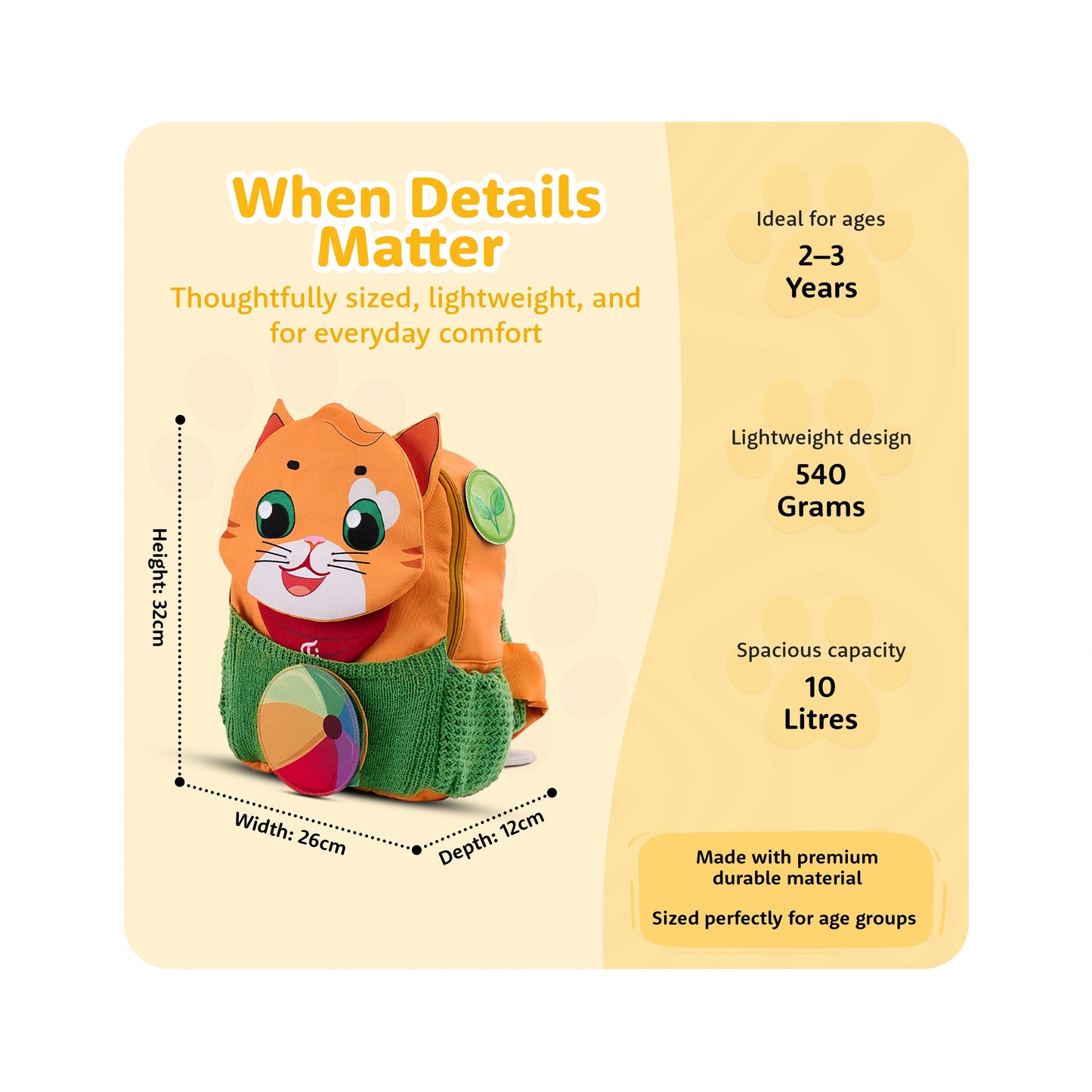 Filli & Me Filli & Ball HugBag | 10L Preschool Backpack for Kids (2–3 Years) | Lightweight School & Travel Bag