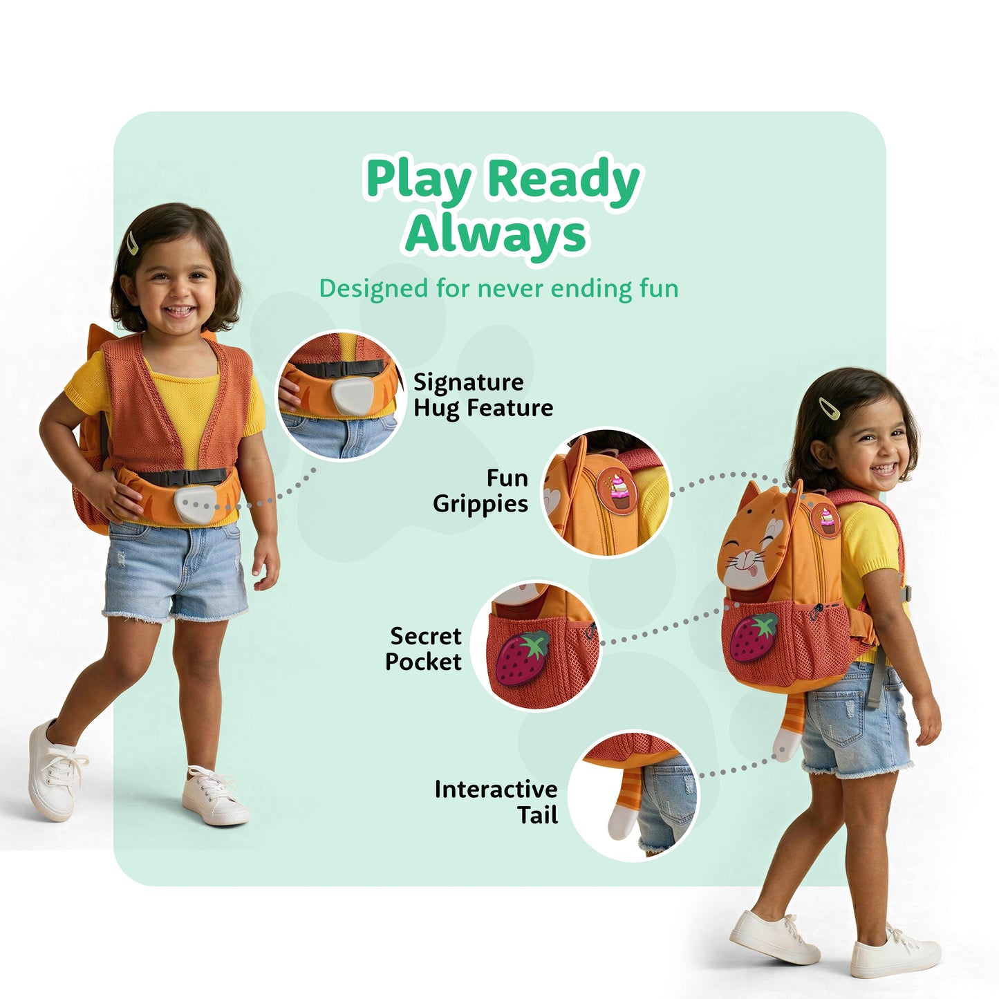 Filli & Me Filli & Strawberry HugBag | 10L Preschool Backpack for Kids (2–3 Years) | Lightweight School & Travel Bag
