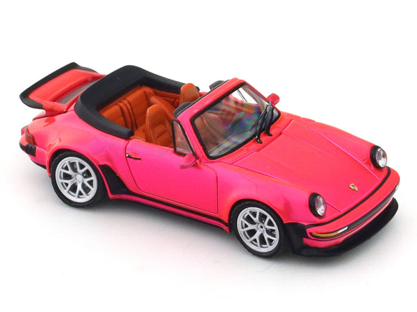 Rhino Model 1:64 Porsche 911 (930) Singer Turbo Study Cabriolet Diecast Model Car – Pink Collectible with Display Case