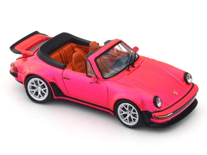 Rhino Model 1:64 Porsche 911 (930) Singer Turbo Study Cabriolet Diecast Model Car – Pink Collectible with Display Case