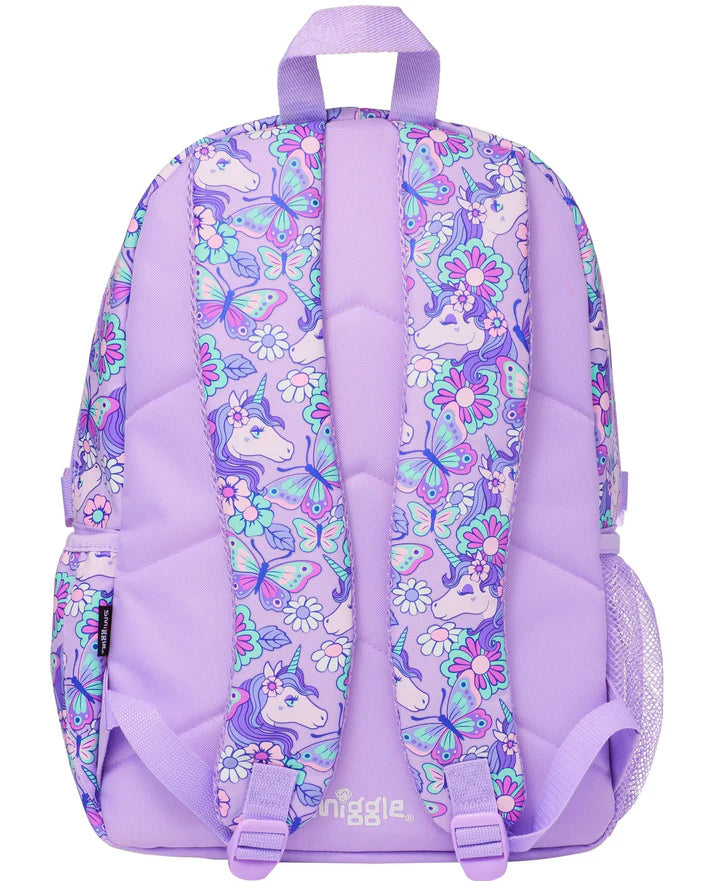 Smiggle Unicorn Kids Backpack Purple  42 CM | Cute Floral School Bag with Butterfly Design