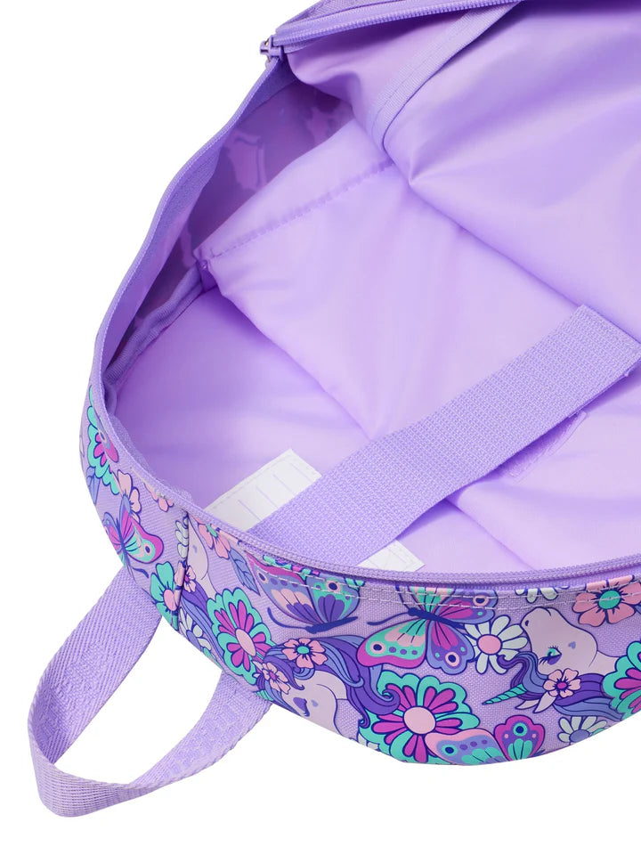 Smiggle Unicorn Kids Backpack Purple  42 CM | Cute Floral School Bag with Butterfly Design