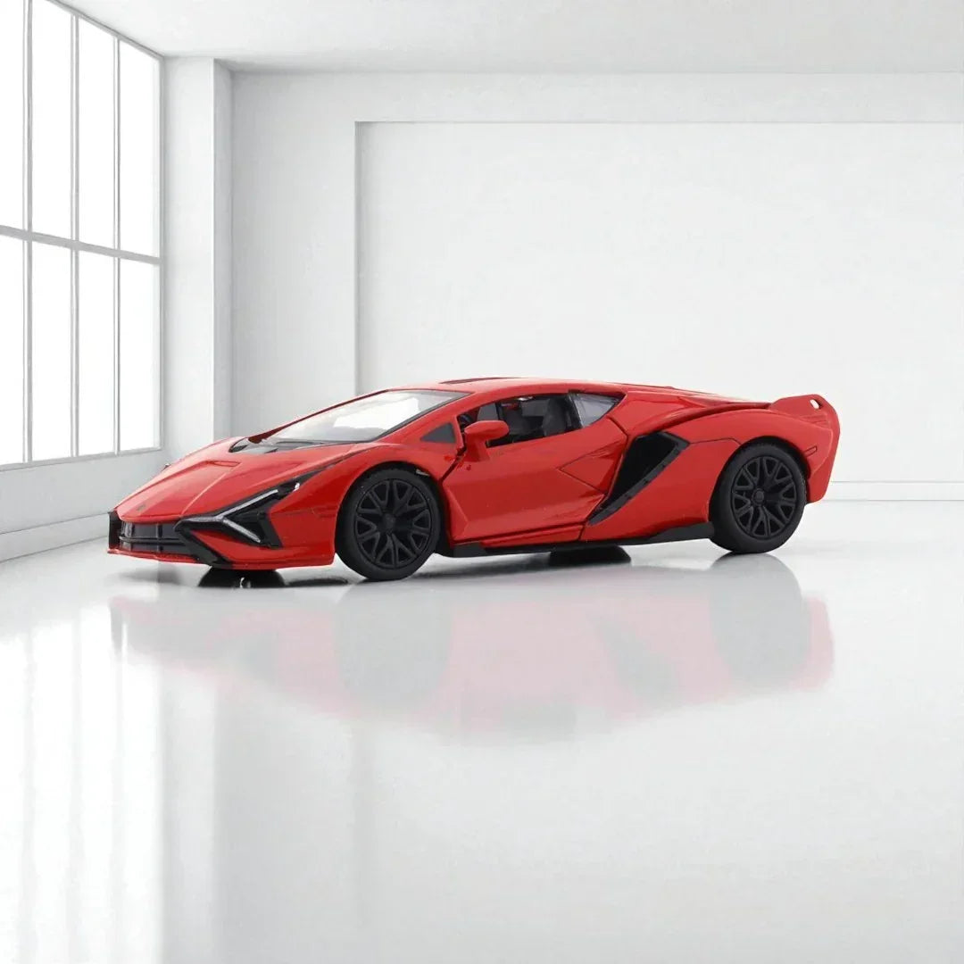 RMZ Hobby 1:32 Lamborghini Sian SKP 37 Die-Cast Model Car – Red with Openable Doors, Light & Sound (664986) - Jaiman Toys
