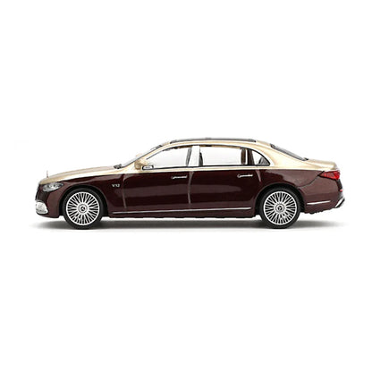 MINI GT 1:64 Mercedes-Maybach S 680 – Gold / Dark Red Metallic - Jaiman Toys