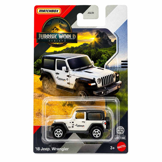 Matchbox 1:64 (Blister Pack) 2018 Jeep Wrangler Jurassic World Rebirth Diecast Model Car | Biosyn Edition Collectible