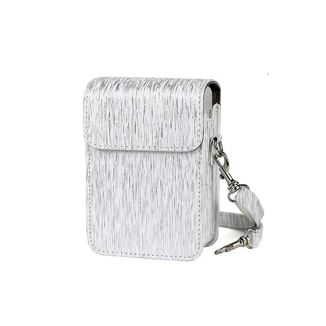 Protective PU Leather Case for Fujifilm Instax Mini LiPlay – Compact Camera Bag with Shoulder Strap-Silver - Jaiman Toys