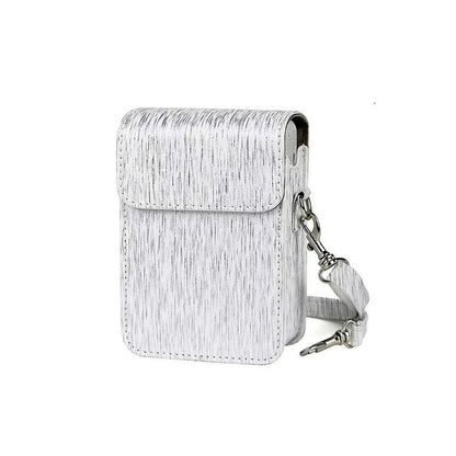 Protective PU Leather Case for Fujifilm Instax Mini LiPlay – Compact Camera Bag with Shoulder Strap-Silver - Jaiman Toys