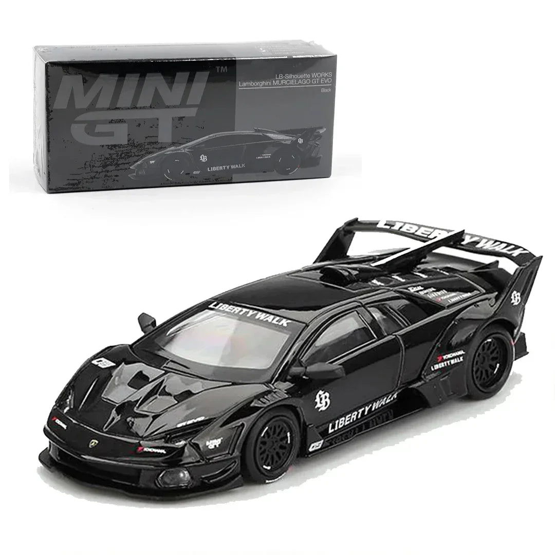 Mini GT 1:64 Toyota Supra A80 Top Secret GT-300 Purple + Lamborghini Murcielago GT Evo Black – Set of 2 Diecast Cars