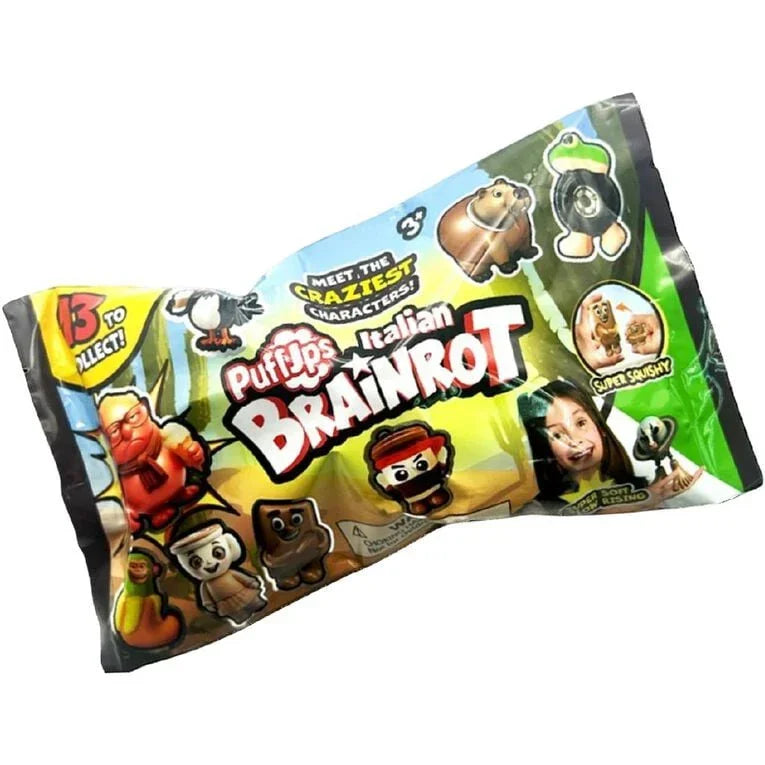 Brainrot PuffUps™ Squishy Collectible Figure | Viral Brain Rot Fidget Toy | Assorted Anyone Characters-1 Piece Random