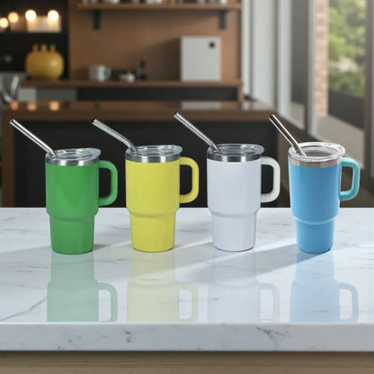 The Quencher H1.0 FlowState™ Miniature Tumbler | 90ml (3oz) Double Wall Stainless Steel With Handle & Straw – Pack of 7