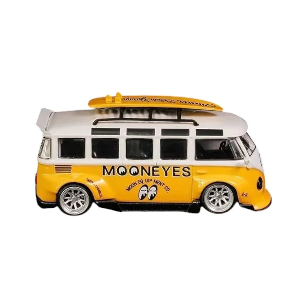 1:64 Lang Feng Volkswagen Bus MOONEYES Edition Diecast Model Car with Surfboard - Jaiman Toys